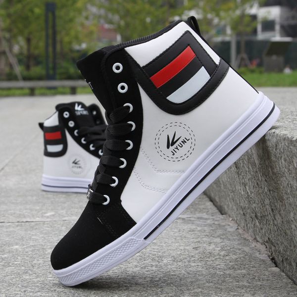 

brand men high shoes mens hip-hop casual shoes 2019 new fashion breathable comfortable light lace high men, Black