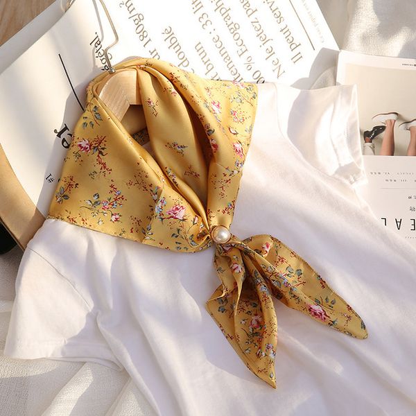 

70 * 70 new silk satin simulation silk small square scarf female professional wild satin small scarf scarf wholesale, Blue;gray