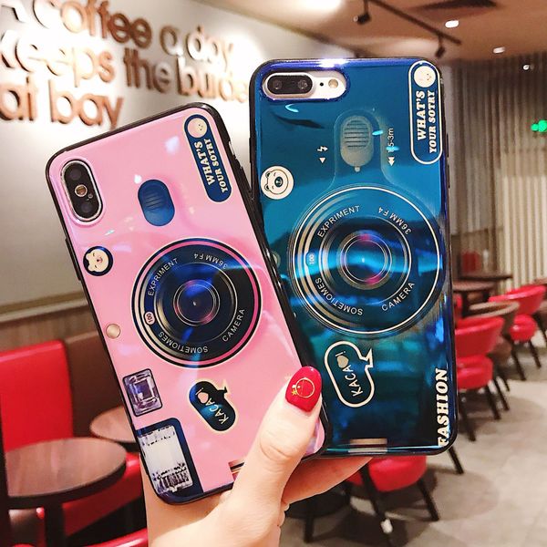 

retro for iphone xr camera case with multi-function kickstand designer phone case blue-ray silicone for iphone xs max case