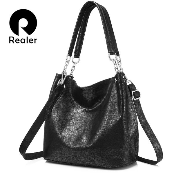 

realer women handbag genuine leather shoulder crossbody bag female large messenger bags ladies hobos handle tote bag