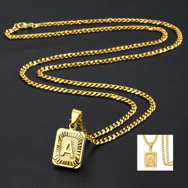 

ожерелье для мужчин dropship lgp57_b женщин mens ожерелья из нержавеющей стали цвета золота снаряженного кубинского link chain square письмо, Silver