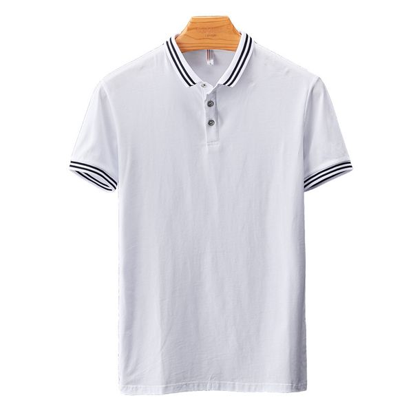 

summer new style men fold-down collar solid color short-sleeved polo shirt large size casual versatile short sleeve p, White;black
