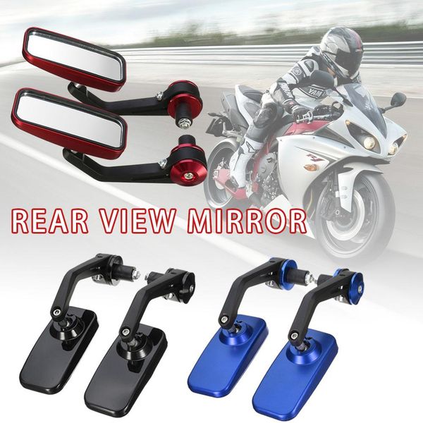 

2pcs 7/8" rectangle motorcycle aluminum rear view side mirror handle bar end curved stem s adjustable moto accessory