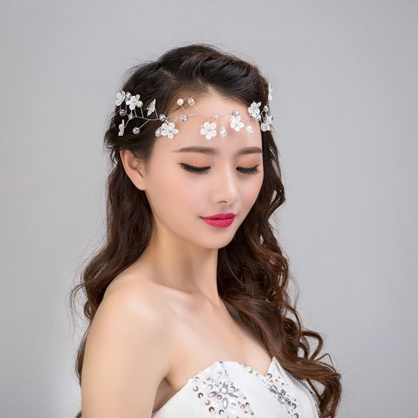 

inofinn lace flower headdress handmade pearl wedding hair ornament headband korean wedding dress accessories bridal headwear