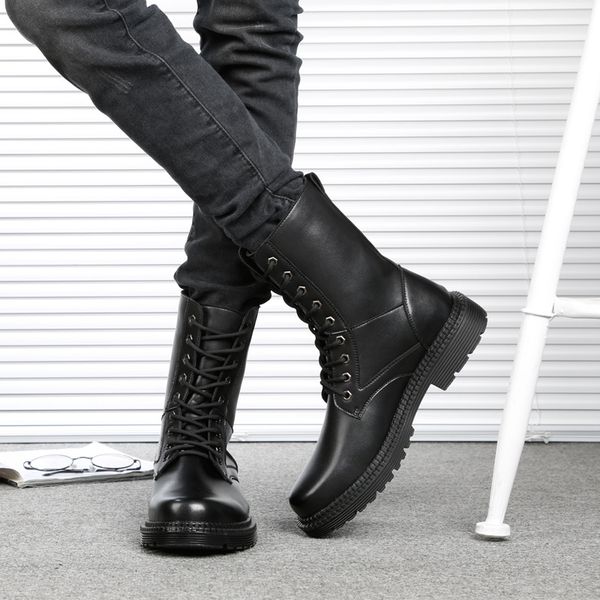 

mens genuine leather boots men's motorcycle riding hunting boots designer botas black hombre masculino