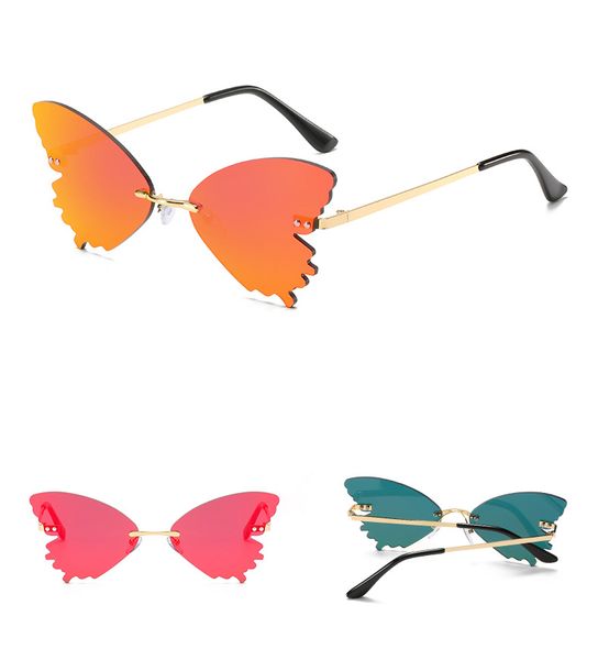 

2020 new arrival butterfly shape sunglasses women rimless sun glasses eyewear luxury trending narrow slim sunglasses streetwear, White;black