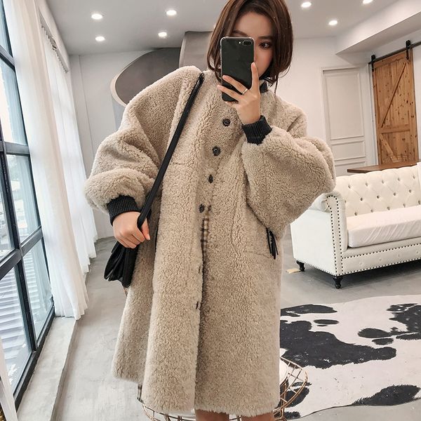 

real fur coat wool jacket autumn winter coat women clothes 2020 korean vintage streetwear women abrigo mujer 81815 zt3142, Black