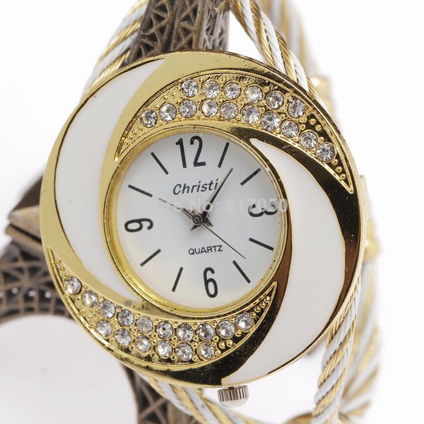 

new fashion women female steel special rhinestone clock bracelet watches classic cute white ladies luxury wrist quartz watch, Slivery;brown