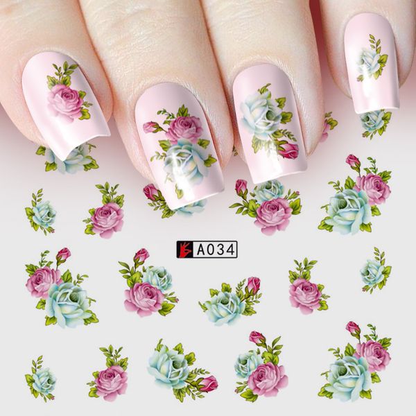 

nail sticker art decoration slider flower bud rose adhesive water transfer decals manicure lacquer accessoires polish foil, Black