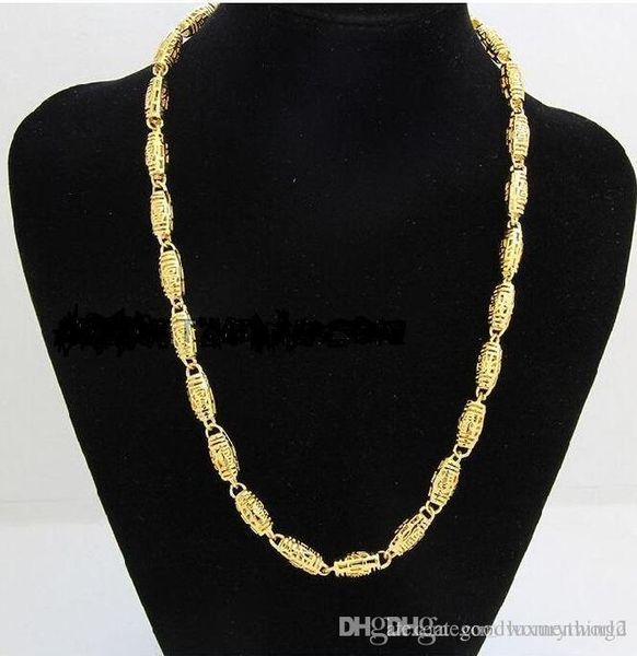 

buy fine yellow gold jewelry heavy mens 24k yellow solid gold gf chain necklace wide 7mm length 50cm weight 36.5g, Silver