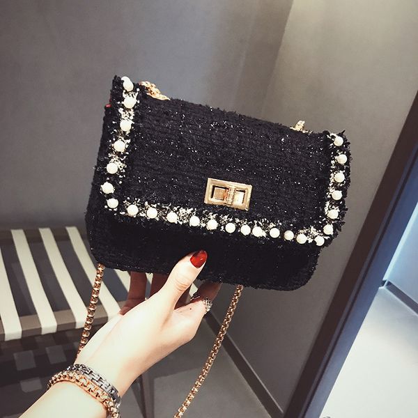 

2020 new fashion small fragrant sweet woolen chain bag single shoulder messenger small square bag female