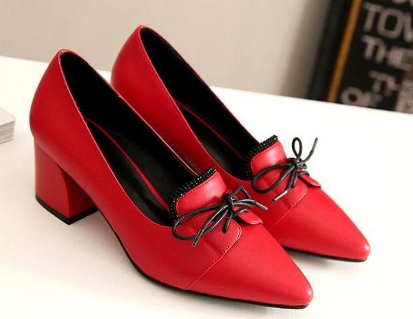 

women's shoes in spring and autumn high coarse heel pointed end @2703, Black