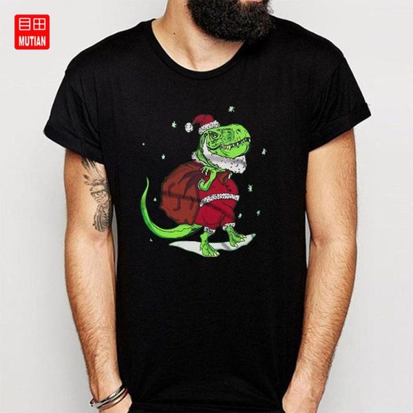 

t rex рождество санта клаус футболка, White;black