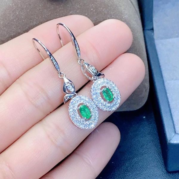 

other 925 sterling silver real natural green emerald stud earrings fine jewelry gift women wedding plant 3*5mm jce0305822agml, Golden;silver