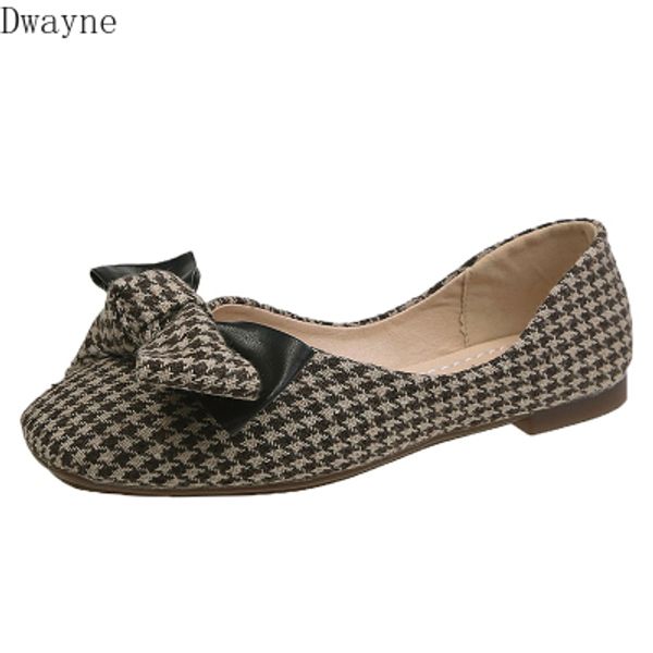 

2020 spring and autumn women's shoes fashion flat shoes bow plaid comfortable tide, Black