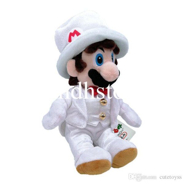 

good new 9" 23cm super mario bros sitting mario with white dress plush doll anime collectible dolls stuffed gifts soft toys