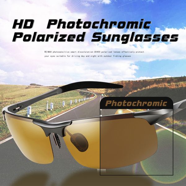 

высокое качество день ночь фотохромные поляризованные солнцезащитные очки мужчины для водителей мужской безопасности вождения рыбалка uv400, White;black