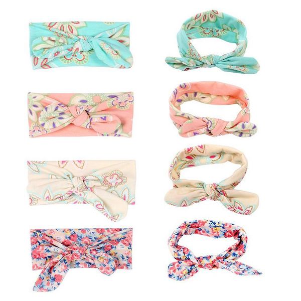 

4 pcs baby girl bow accessories elasticity headband hair, Slivery;white