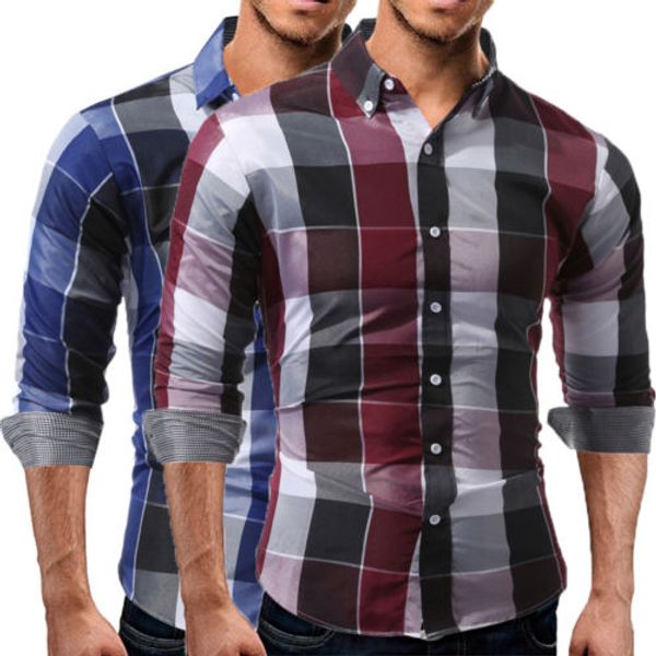 

luxury mens classic long sleeve shirt formal casual smart slim fit stylish, White;black