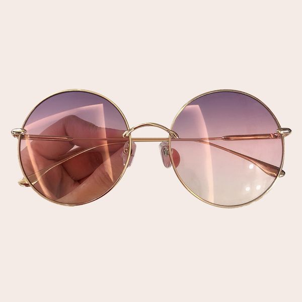 

2019 round sunglasses women brand designer vintage mirror metal frame sun glasses for women gafas de sol uv400 71328, White;black