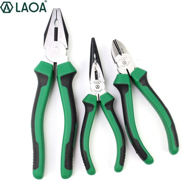 

laoa 3pcs cr-ni wire cutter nippers long nose pliers multifunction side cutter