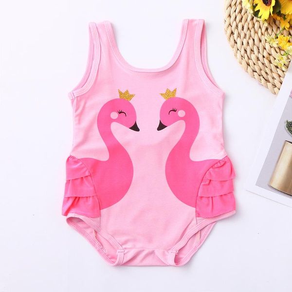 

baby girls one piece swimsuit summer 2020 swimsuit girls ruffles swan print one piece swimwear pink beach bathing suit kids a429