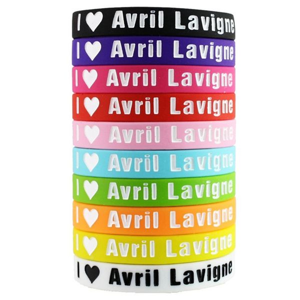 

1pc avril lavigne band sport silicone rubber bracelet wristband, Golden;silver