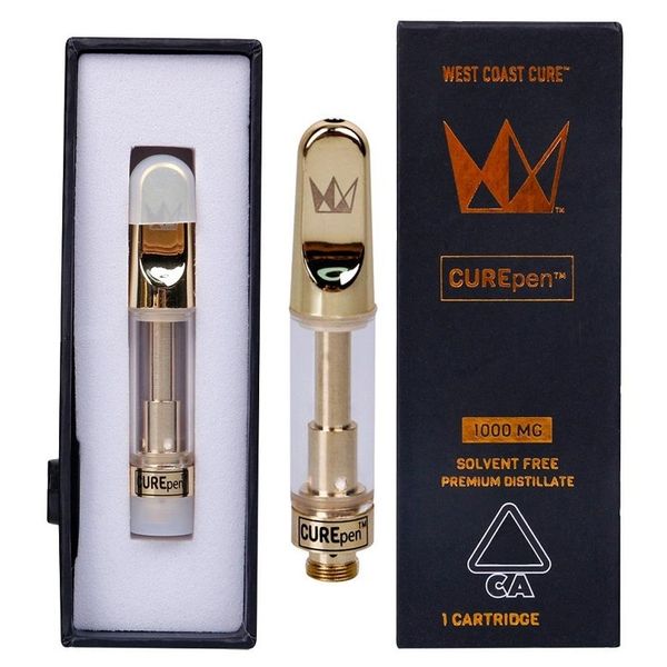 

Западное побережье Cure Pen Curepen телеги Vape картриджи 1,0 мл Curepen Vape Тележки густое масло 510 Thread Пустой стакан Танк картриджи Упаковка
