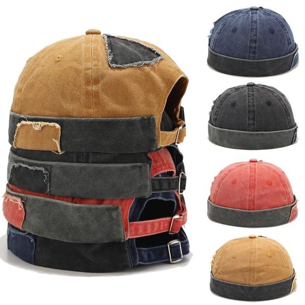 

men women hat cap casual docker sailor mechanic brimless washable hole hat summer outdoor hip hop caps new p15, Blue;gray
