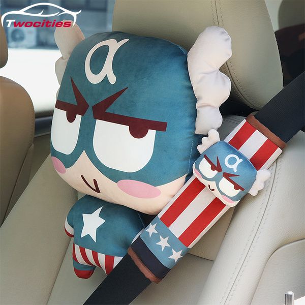 

cartoon marvel hero automobiles seat belts padding car shoulder protector pad auto seat belt cover kid safety belt shoulder