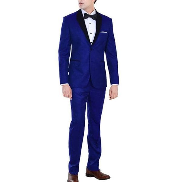 

royal blue wedding groomsmen tuxedos for mens suits 2019 peaked lapel 2 piece slim fit man suit jacket pants custom blazer, Black;gray