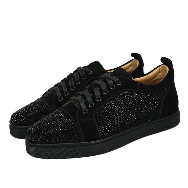 

Top Designer Sneakers Red Bottom shoe Low Cut Suede spike Luxury Shoes For Men and Women Shoes Party Wedding crystal Leather Sneakers