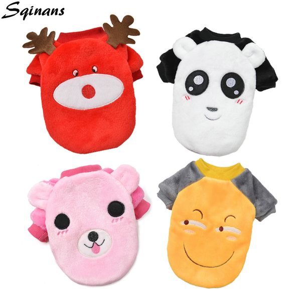 

sqinans small dog cartoon sweatshirt flannel cute puppy dog clothes teddy winter warm pet coats