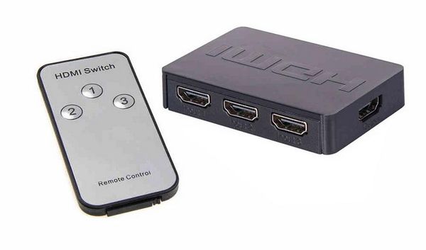 

100шт 3x1 HDMI Splitter 3-портовый концентратор Box Auto Переключатель 3 в 1 из Switcher 1080p HD 1.4 с пультом дистанционного управления для HDTV XBOX360 PS3