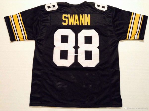 

retro custom sewn stitched #88 lynn swann black mitchell & ness jersey high-end men's football jerseys college ncaa, Black;red