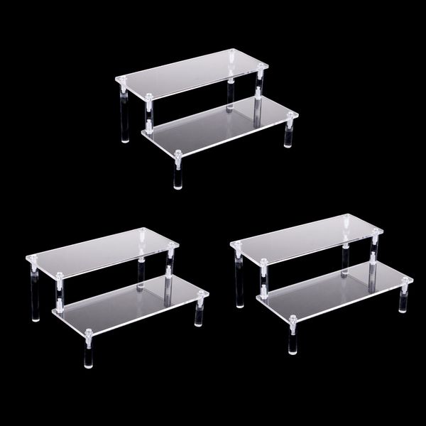 

3шт акриловая косметика стеллаж для хранения съемная модель дисплей стенд 2-ярусный