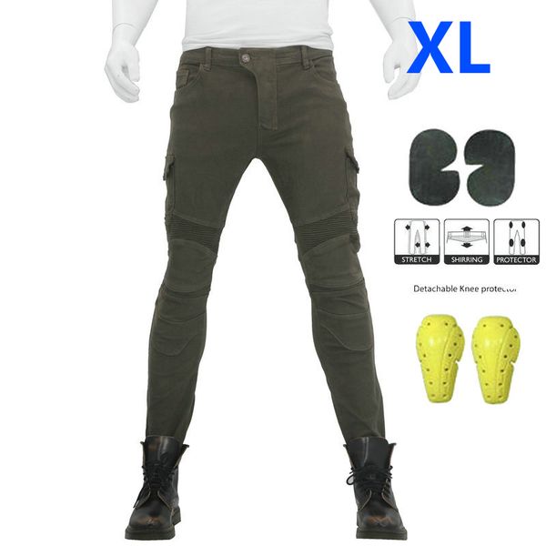 

motorbike motorcycle jeans denim army green moto trousers pants with knee pads