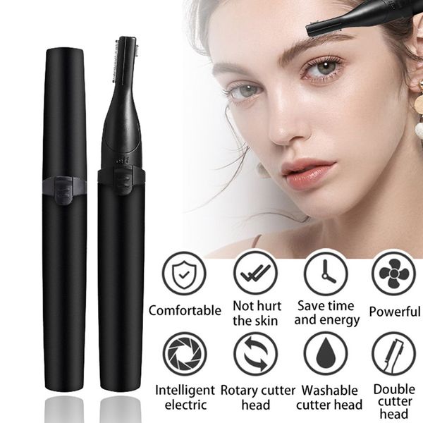 

Eyebrow trimmer electric mini haver razor portable face body hair remover double cutter head painle epilator makeup tool kit