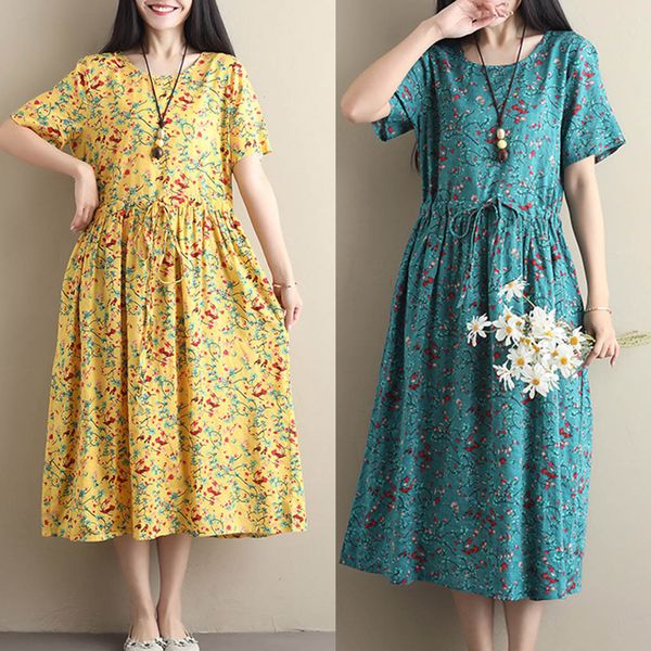 

платье женское лето 2019 платье женское с винтажным принтом с коротким рукавом дамы с круглым вырезом до колен y524, Black;gray