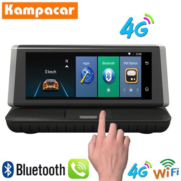 

kampacar 8 inch touch car dvr 2 camera 4g android wifi gps navigation full hd 1080p video recorder dual lens registrar dash cam