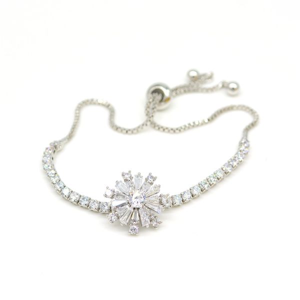 

fashion 18k white gold plated micro-inlaid cubic zircon cz cluster tennis bracelet fashion women's jewelry party wedding gift wholesale, Golden;silver