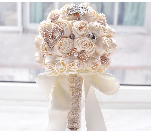 45 Cm Ivoire//Champagne Artificielle Rose Fleurs en Soie Floral Faux St-Valentin Mariage