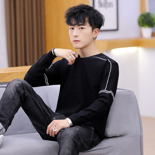 

new solid sweaters men casual autumn winter o-neck pullovers knitted slim fit long sleeve shirt mens sweaters male clothing, White;black