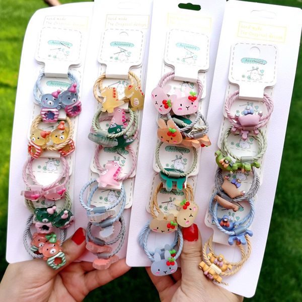 

fashion multicolor ponytail holder korean style kids hair accessories cute cartoon children elastic hair bands popular hairring, Slivery;white