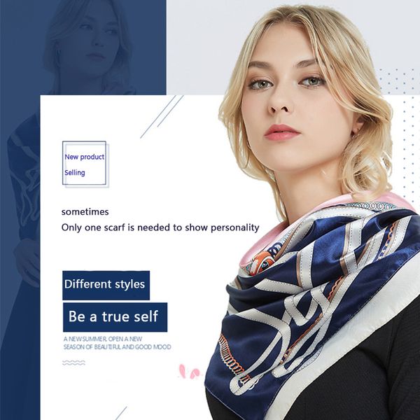 

высокое качество модный бренд моделирование шелковый шарф вневременной классический удлиненный платок женщины мягкий печатный шелковый шарф, White