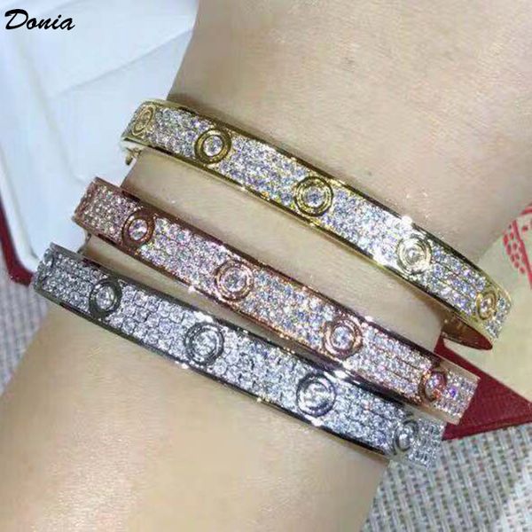 

donia jewelry luxury bangle ten diamonds exaggerated titanium steel micro-inlaid zircon gifts from european and american fashion designers, Black