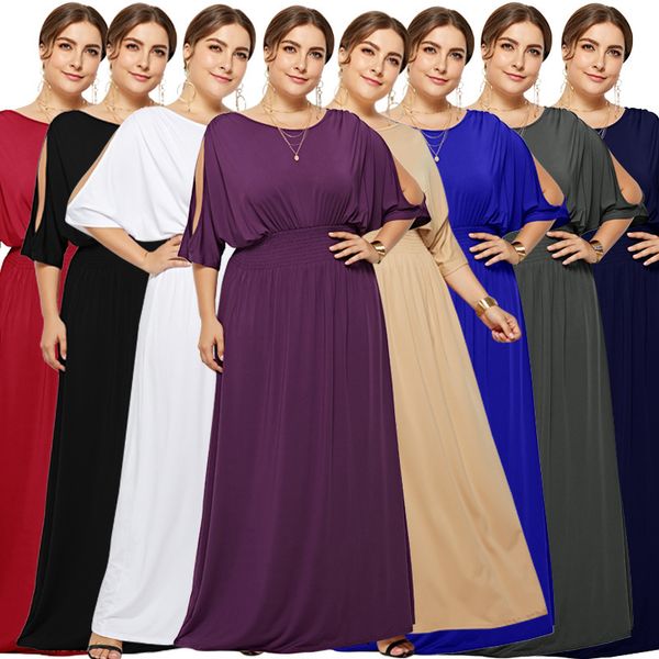 

womens designer solid color banquet dress v-neck long sleeve hip split dress hwb0, Black;gray