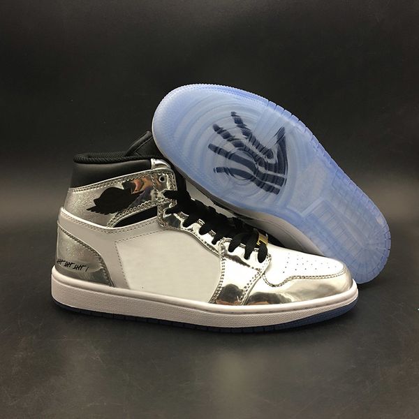 

pass the torch 1s high og basketball shoes white silver designer sneakers sport shoes with box size 40-45