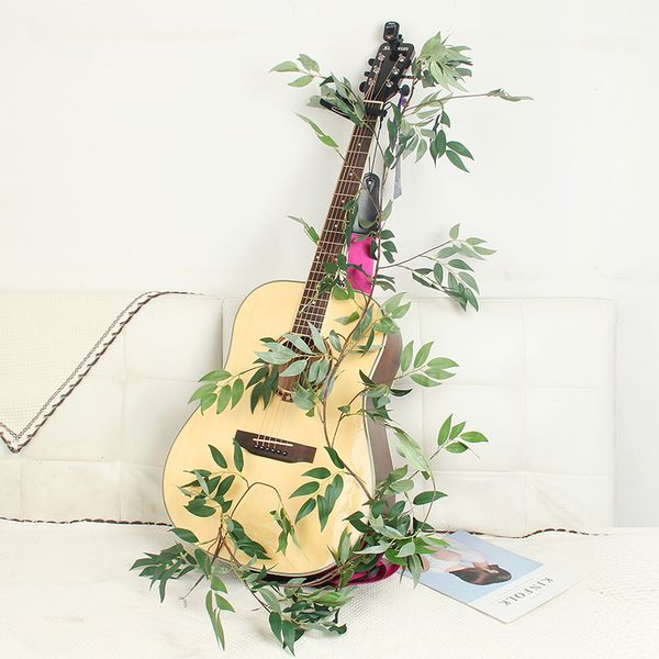 

artificial hanging leaves vines, 5.6 ft fake willow leaves twigs silk plant garland string in green for wedding decor