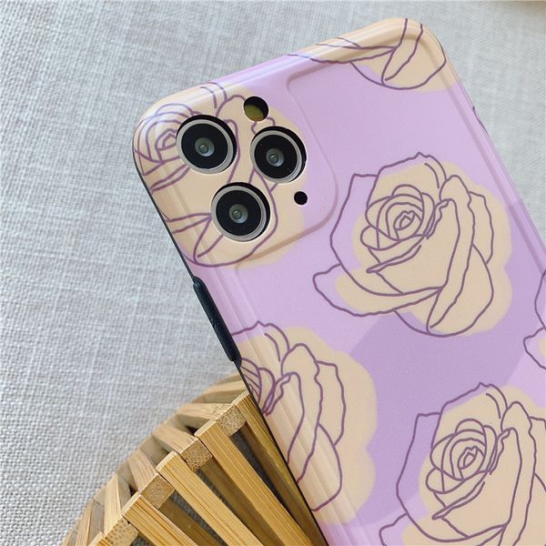 

suitable for iphone 11pro max mobile phone case pink rose soft shell